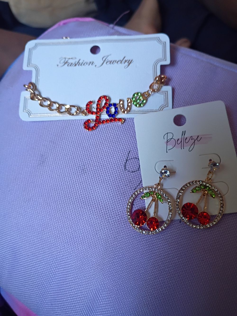 Gold-Tone Cherry Crystal Drop Earrings with Red & Green Accents